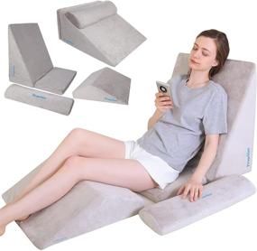 img 4 attached to 😌 Ultimate Comfort Wedge Pillow: Foam Leg Elevation Pillow for Sleep, Acid Reflux Relief, Post Surgery Support, Back & Knee Pain Relief