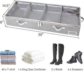 img 2 attached to 📦 Gray Large Underbed Storage Box, Foldable Underbed Clothes Storage Bin for Clothes, Blankets, and Shoes - 2 Pack