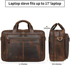 img 1 attached to 👜 Augus Genuine Leather Duffel Bag for Men: Business Travel Briefcase with Laptop Compartment (Dark brown)