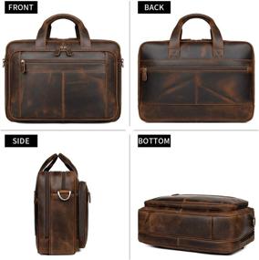 img 2 attached to 👜 Augus Genuine Leather Duffel Bag for Men: Business Travel Briefcase with Laptop Compartment (Dark brown)