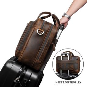 img 3 attached to 👜 Augus Genuine Leather Duffel Bag for Men: Business Travel Briefcase with Laptop Compartment (Dark brown)