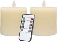 🕯️ set of 2 only-us flameless candles (3x3 inch) - flickering led candles for fireplace, bedroom, livingroom - battery operated with remote control timers - dimmable ivory pillars with flat top - ideal for parties логотип