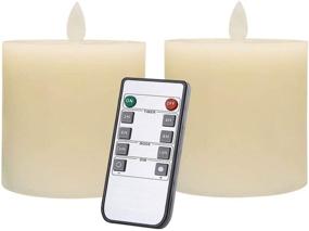 img 4 attached to 🕯️ Set of 2 Only-Us Flameless Candles (3x3 inch) - Flickering LED Candles for Fireplace, Bedroom, Livingroom - Battery Operated with Remote Control Timers - Dimmable Ivory Pillars with Flat Top - Ideal for Parties