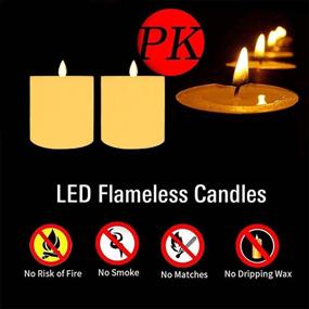 img 2 attached to 🕯️ Set of 2 Only-Us Flameless Candles (3x3 inch) - Flickering LED Candles for Fireplace, Bedroom, Livingroom - Battery Operated with Remote Control Timers - Dimmable Ivory Pillars with Flat Top - Ideal for Parties