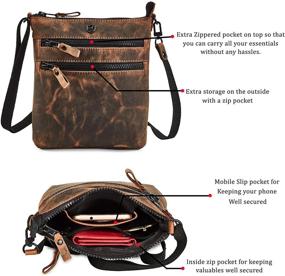img 2 attached to 👜 Elegant COCHOA Triple Zip Real Leather Crossbody- Premium Vintage Crossover Sling Bag for Women