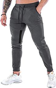 img 3 attached to GANSANRO Men's Joggers Sweatpants: Premium Slim Fit Athletic Jogger Pants with Zipper Pockets - Perfect for Men's Activewear and Casual Athleisure