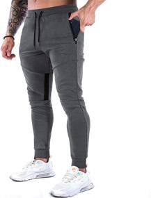 img 4 attached to GANSANRO Men's Joggers Sweatpants: Premium Slim Fit Athletic Jogger Pants with Zipper Pockets - Perfect for Men's Activewear and Casual Athleisure