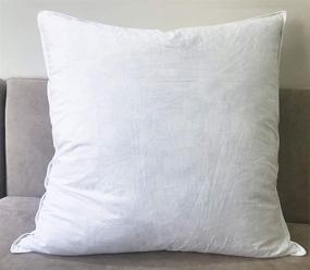 img 4 attached to Premium White Duck Feather Down Stuffed Accent Pillow Insert 20x20 with Breathable Egyptian 100% 🔽 Cotton Cover - Soft Support Square Decorative Throw Pillow Fill Insert for 18x18 Sofa, Couch, Chair Pillow