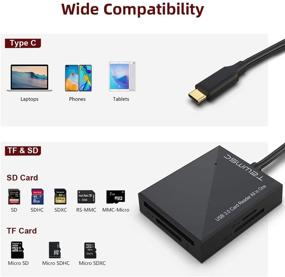 img 2 attached to 📸 USB C Multi Card Reader Hub - Tewmsc SD Card Reader, 5Gbps Read, 4 Card Slots, CF, CFI, TF, SDXC, SDHC, SD, MMC, Micro SDXC, Micro SD, Micro SDHC, MS, UHS-I, Type C Memory Card Reader-3Ft