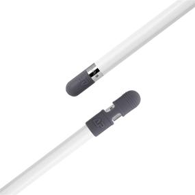 img 3 attached to TXEsign 2 шт. премиальный силиконовый держатель для колпачков для карандашей и 2 шт. замена колпачков для карандашей для Apple Pencil (Drak Grey)