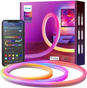 img 4 attached to 🌈 Govee Neon Rope Lights, RGBIC LED Neon Rope Light with Music Sync, 16 Million Customizable Colors, Compatible with Alexa, Google Assistant & Govee Home App, 10ft Neon Lights for Bedroom, Gaming Room, Living Room