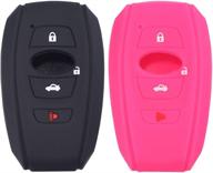 lcyam remote key fob cover silicone rubber case compatible with 2018 2019 2020 2021 subaru brz sti legacy forester crosstrek impreza wrx ascent outback keyless entry systems (2pcs interior accessories logo
