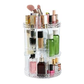 img 4 attached to Clear Acrylic 6-Layer Makeup Organizer with Adjustable Shelves - 💄 360 Degree Rotating Cosmetics Storage Box for Bedroom Dresser or Vanity Countertop