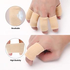 img 1 attached to 🖐️ Senkary Finger Sleeves Protectors - 20-Piece Thumb Brace Support for Pain Relief, Arthritis, Trigger Finger - Elastic Compression Protector for Sports (Beige)