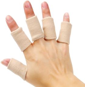 img 4 attached to 🖐️ Senkary Finger Sleeves Protectors - 20-Piece Thumb Brace Support for Pain Relief, Arthritis, Trigger Finger - Elastic Compression Protector for Sports (Beige)