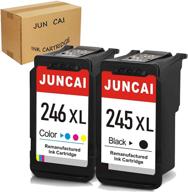 juncai remanufactured ink cartridge combo for canon pg-245xl cl-246xl pg-243 cl-244 | compatible 🖨️ with pixma mx492 mx490 mg2420 mg2520 mg2522 mg2920 mg2922 mg3022 mg3029 | 1 black, 1 tri-color logo