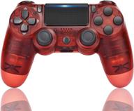 🎮 wiv77 wireless controller for ps4 - clear transparent red 2021, new - compatible with playstation 4, remote and gamepad - joystick and manette for kids, women, and men логотип