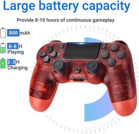 img 2 attached to 🎮 Wiv77 Wireless Controller for PS4 - Clear Transparent Red 2021, New - Compatible with Playstation 4, Remote and Gamepad - Joystick and Manette for Kids, Women, and Men