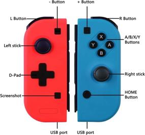 img 2 attached to 🎮 Wireless Joy Con Pad for Nintendo Switch - Red & Blue Replacement Controller, Dual Vibration Support, Compatible with Nintendo Switch Console