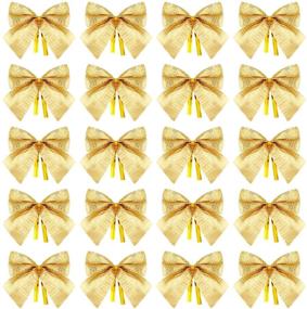 img 4 attached to 🎄 Captivating Gold Mini Christmas Tree Bows for Stunning Xmas Tree Ornaments – 144 Pieces of Elegant Bowknot Decorations and Supplies