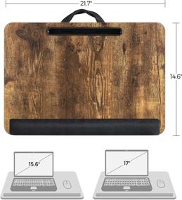 img 1 attached to SONGMICS Cushioned Lap Desk with Phone Tablet Slot - Rustic Brown ULLD108B01 - Ideal for Laptops up to 15.6 Inches - Size: 21.7 x 14.6 x 4.7 Inches