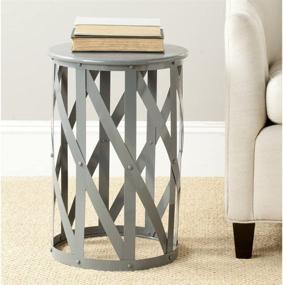 img 1 attached to 🏺 SAFAVIEH Grey 21-inch Lattice Accent Side End Table Stool for Living Room, Bedroom, Entryway, Foyer, Bathroom - Home Collection Bertram