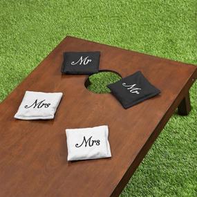 img 3 attached to 💑 GoSports Wedding Theme Cornhole Bean Bag Set - 8-Piece Set with 4 'Mr' Bags and 4 'Mrs' Bags