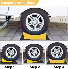 img 1 attached to Leveling the Way: SILIVN Camper Leveler 2 Pack - Curved RV 🚐 Leveling Block with Straighteners, Handles, Grip Pads, Level, and Wheel Stops for Travel Trailers