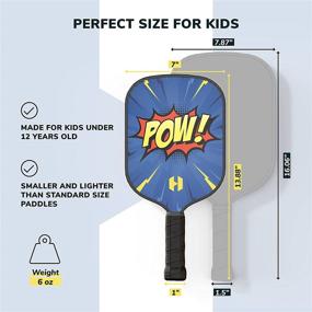 img 3 attached to Kid's Helium Pickleball Paddle – Lightweight Child Size Paddle for Children 12 and Under, Honeycomb Core, Graphite Strike Face, Includes Drawstring Bag - POW!