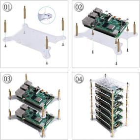 img 4 attached to 📦 Корпус кластера Raspberry Pi с 6 слоями от GeeekPi - прозрачный, стекируемый корпус с тепловыми радиаторами для Raspberry Pi 4/3/2 Model B и Raspberry Pi 3 Model B+.