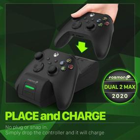 img 3 attached to Fosmon Dual 2 MAX Charger for Xbox Series X/S (2020), Xbox One/One X/One S Elite Controllers - High Speed Docking Charging with 2X 2200mAh Rechargeable Battery Packs - Black