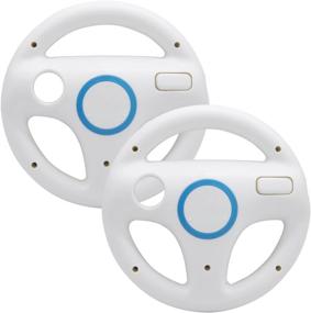 img 4 attached to 🎮 AZFUNN Mario Kart Steering Wheels, 2 Pack White Racing Wheel Set with Mario Kart Game Remote Controller Accessories Driving Wheel for Mario Kart, Tank