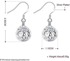 img 3 attached to 🎀 Hollow Ball Round Cage Heart Love Filigree Fish Hook Dangle Earrings – Women Girls Sensitive Ear Fashion Elegant Lightweight Jewelry, Sterling Silver Plated, Hypoallergenic, Dangling, Perfect Gift