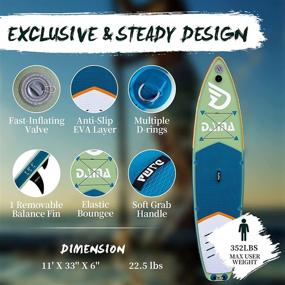 img 3 attached to 🏄 DAMA Inflatable Stand Up Paddle Board: Stable & Durable SUP Yoga Board with Dry Bags, Camera Seat, Floating Paddle, Hand Pump & More