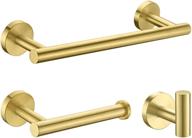 🛁 nolimas 3-pieces brushed gold bathroom hardware set: stylish stainless steel kit with towel bar, toilet paper holder, and robe towel hooks logo