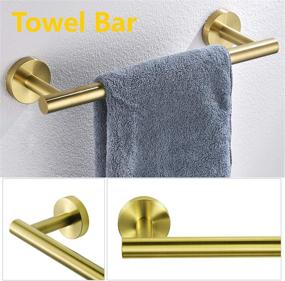 img 1 attached to 🛁 Nolimas 3-Pieces Brushed Gold Bathroom Hardware Set: Stylish Stainless Steel Kit with Towel Bar, Toilet Paper Holder, and Robe Towel Hooks