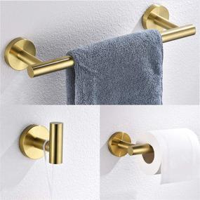 img 3 attached to 🛁 Nolimas 3-Pieces Brushed Gold Bathroom Hardware Set: Stylish Stainless Steel Kit with Towel Bar, Toilet Paper Holder, and Robe Towel Hooks