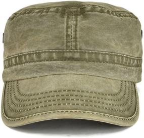 img 2 attached to Stylish Vintage Flat Top Military Caps with Unique Design - VOBOOM Washed Cotton Cadet Army Caps