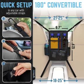 img 2 attached to Органайзер для автокресла Progaya с креплением для сумки - хранение сумок, задний сетчатый карман, основная передняя сумка, органайзер для салфеток и аксессуаров, барьер для детей и животных - 180° поворот, регулируемый и легкий монтаж