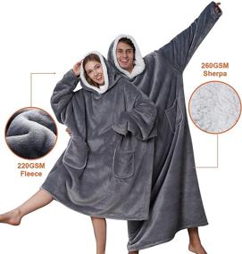 img 3 attached to 🧥 EHEYCIGA Sherpa Blanket Hoodie Sweatshirt - Wearable Hooded Blanket for Women, Men, and Kids - Standard & Oversized - Lightweight, Warm, and Cozy - 1 Piece