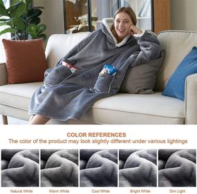 img 1 attached to 🧥 EHEYCIGA Sherpa Blanket Hoodie Sweatshirt - Wearable Hooded Blanket for Women, Men, and Kids - Standard & Oversized - Lightweight, Warm, and Cozy - 1 Piece