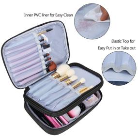 img 3 attached to Teamoy Travel Makeup Brush Case - Professional Organizer Bag for Brushes & Essentials (Medium, Black, No Accessories)