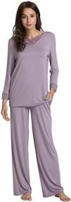 img 4 attached to 🌙 GYS Womens Pajamas Set: Soft Loungewear with V Neck & Lace - S-4XL, Bamboo Sleepwear