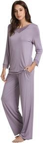 img 2 attached to 🌙 GYS Womens Pajamas Set: Soft Loungewear with V Neck & Lace - S-4XL, Bamboo Sleepwear
