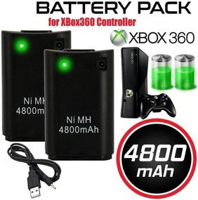 img 3 attached to 🎮 CICMOD Battery Pack for Xbox 360 Remote Controller: 2 Rechargeable 4800mAh Ni-MH Batteries with USB Cable in Black