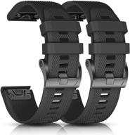 🌟 omz-compatible 22mm silicone watch band for fenix 5/fenix 5 plus/forerunner 935/945 and more (black+black) logo