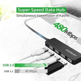 img 1 attached to 🔌 Ultimate Slim 4-Port USB 2.0 Data Hub with 1-Foot Cable – Laptop, Dell, Asus, HP, MacBook Air, Surface Pro, Acer, Xbox, Flash Drive, HDD, Console, Printer, Camera