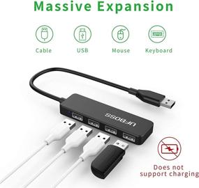 img 2 attached to 🔌 Ultimate Slim 4-Port USB 2.0 Data Hub with 1-Foot Cable – Laptop, Dell, Asus, HP, MacBook Air, Surface Pro, Acer, Xbox, Flash Drive, HDD, Console, Printer, Camera