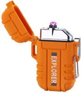 🔥 flfiramer waterproof plasma dual arc usb rechargeable windproof lighter - camping survival tactical (orange) logo