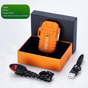 img 3 attached to 🔥 FLFIRAMER Waterproof Plasma Dual ARC USB Rechargeable Windproof Lighter - Camping Survival Tactical (Orange)